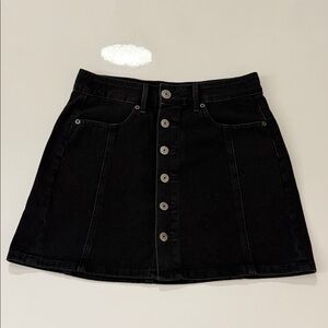 American Eagle Black Denim Button Mini Skirt Womens Size 0